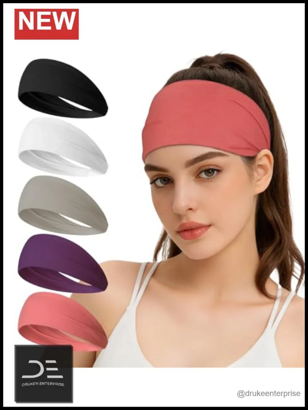 Moisture Wicking No-Slip Sport Headbands for Running Yoga Cycling (5 Pack)
